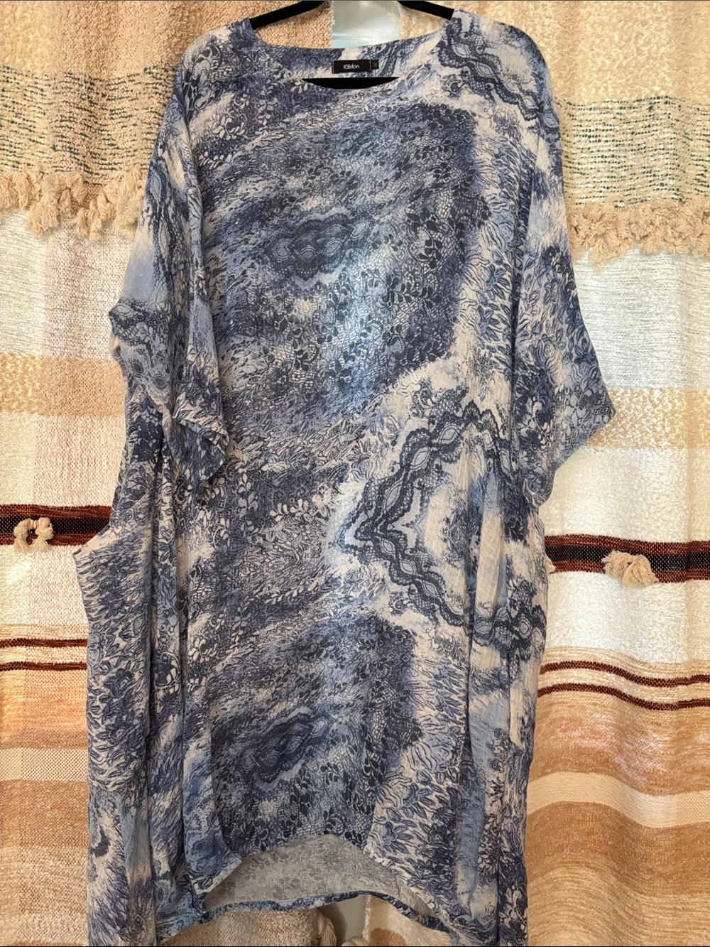Blue Printed Oversized Women’s Shirt